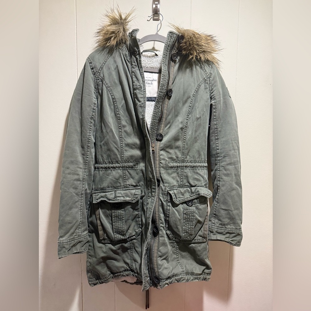 Abercrombie & Fitch Women’s Olive Military Parka Size MD